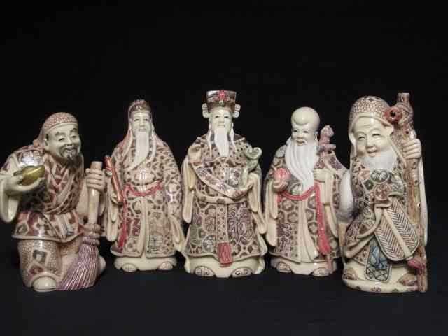 Appraisal: Large faux ivory figurines pieces total See images All in