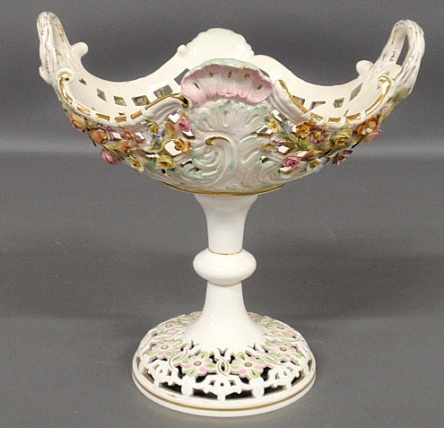 Appraisal: - Meissen reticulated porcelain centerpiece bowl th c with floral