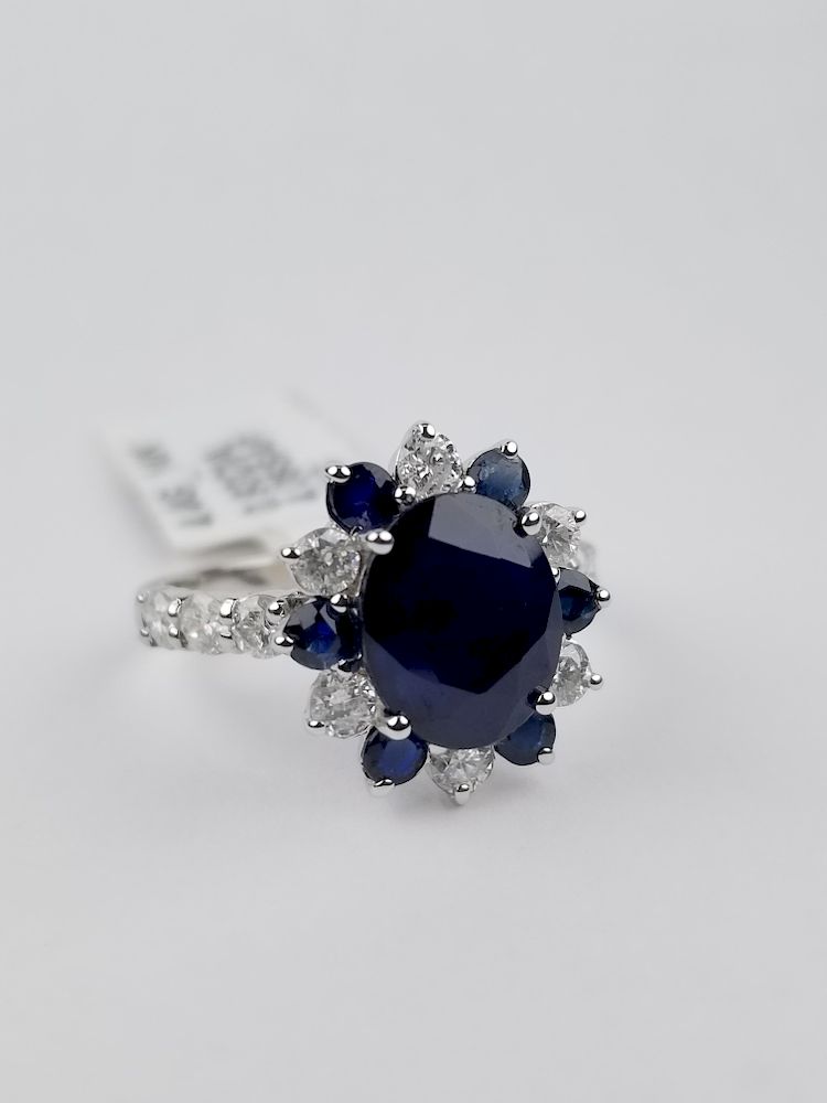 Appraisal: K White Gold Sapphire Diamond Ring K White Gold Sapphire