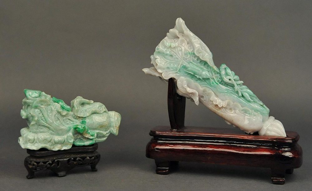 Appraisal: Chinese jadeite cabbages longer cabbage without base in L x