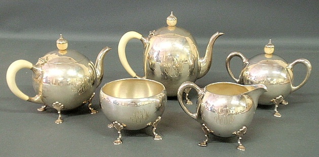 Appraisal: - Five-piece sterling silver tea service by Tuttle marked H