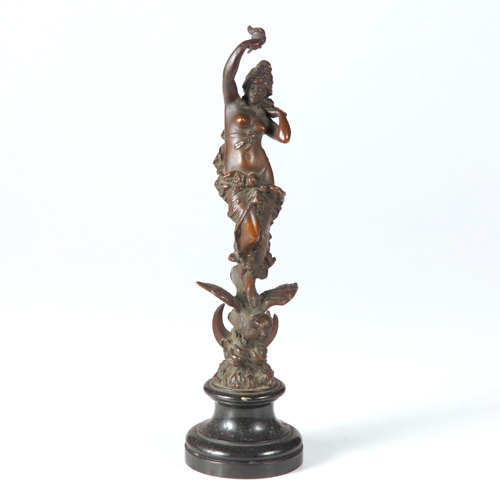 Appraisal: Paul Aichele - bronze figure of muse and owl on