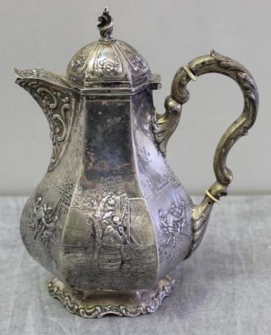 Appraisal: SILVER Antique German Repousse Coffee Pot Late th early th