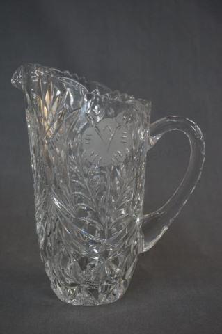 Appraisal: Cut and Etched Crystal oz Pitcher with Applied Handle and