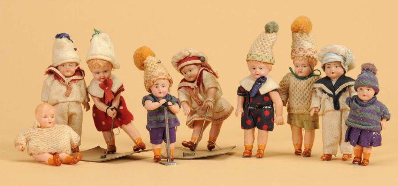 Appraisal: Lot Nine Celluloid Dolls An assortment of nine small celluloid