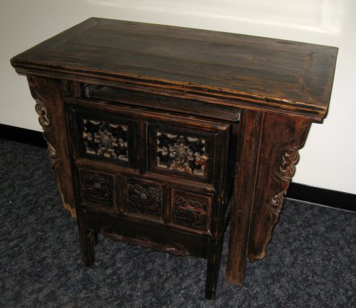 Appraisal: ANTIQUE CHINESE WRITING TABLE AND CHAIR Flat top desk with