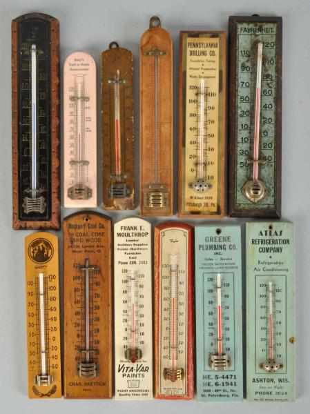 Appraisal: Lot of Wooden Advertising Thermometers Condition Good - Excellent Size