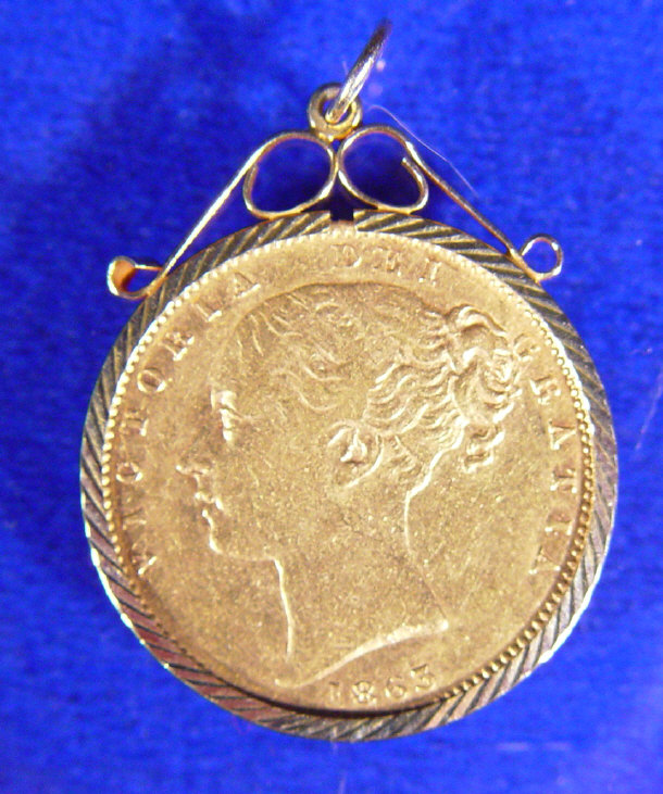 Appraisal: Mounted Victorian gold coin