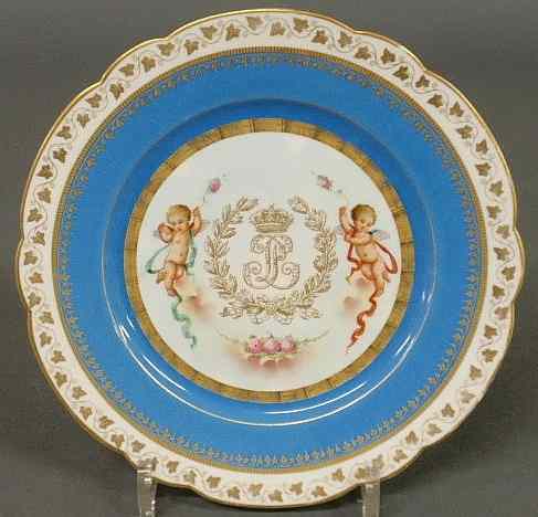 Appraisal: Sevres porcelain plate late th c the center panel with