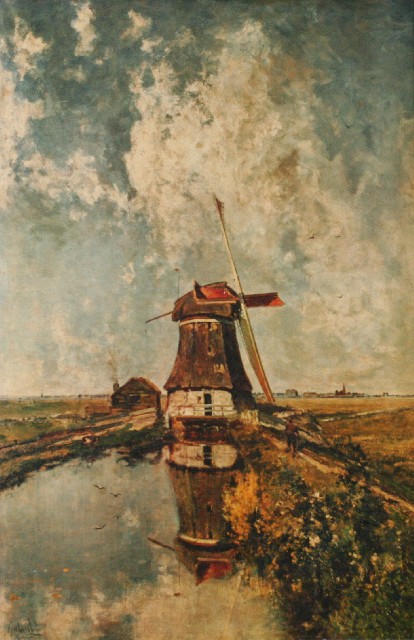 Appraisal: Unknown artist Windmill print signed 'Gabriel' llc x cm