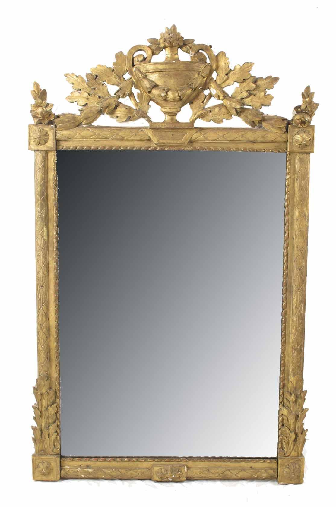 Appraisal: A French provincial painted parcel gilt mirror