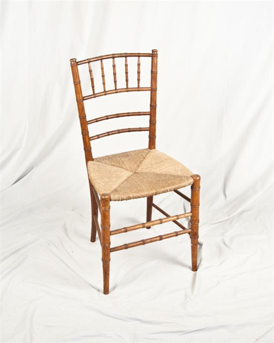 Appraisal: Faux Bamboo Side Chair Rush seat