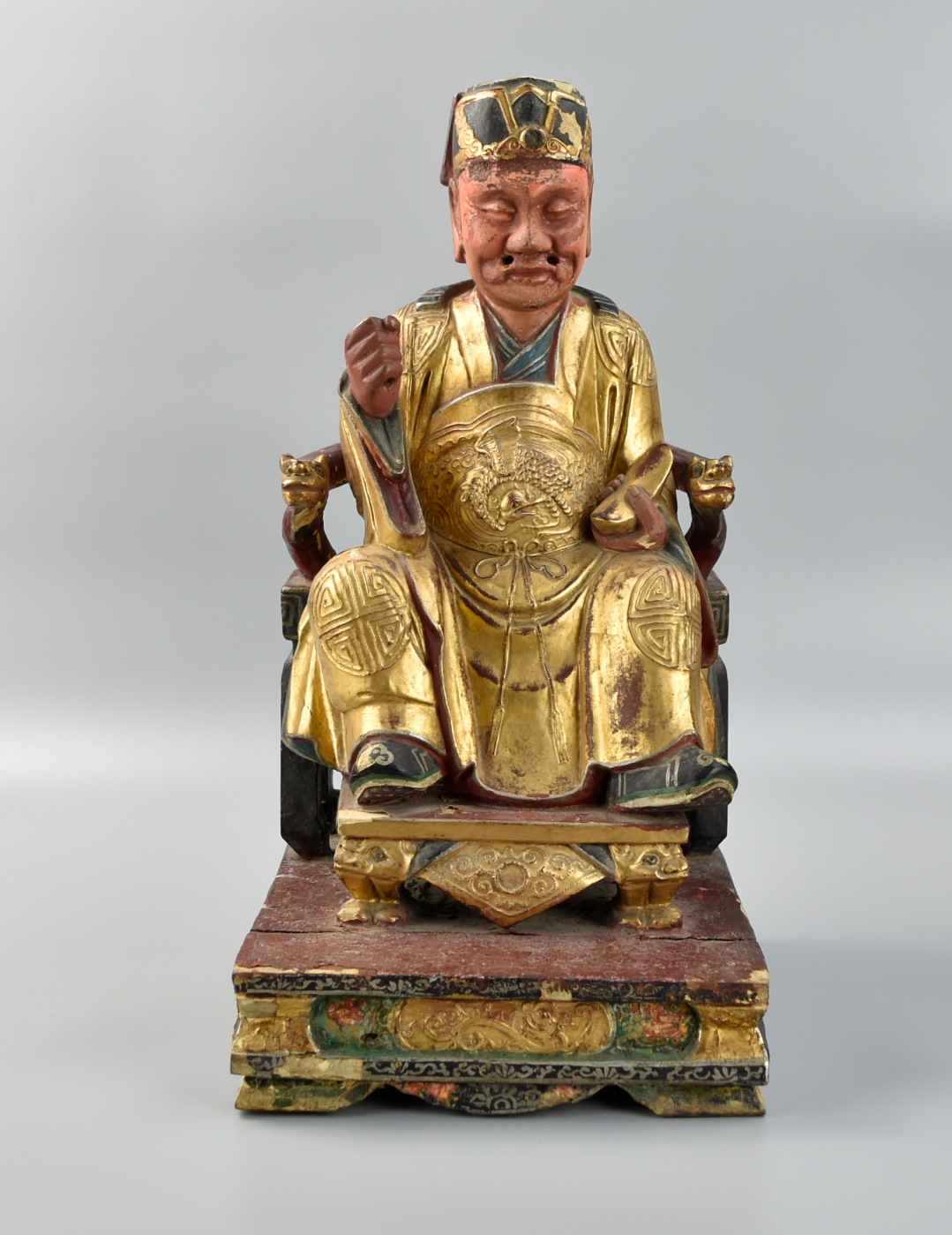 Appraisal: LARGE CHINESE GILT LACQUER WOOD STATUE QING D Chinese Qing