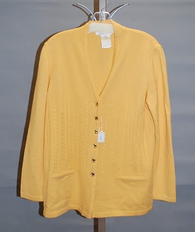 Appraisal: Escada gold new wool cashmere angora long sleeve cable cardigan