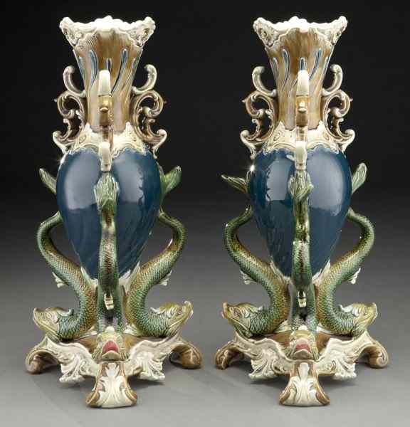 Appraisal: Pr Julius Dressler Art Nouveau majolica vaseshaving a blue gold