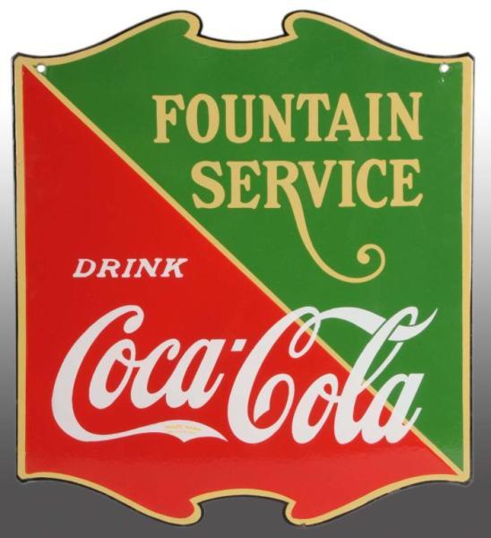 Appraisal: Porcelain Coca-Cola Fountain Service -Sided Sign Description A beautiful strong