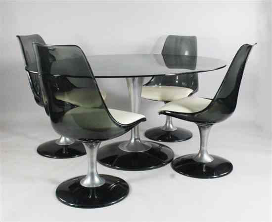 Appraisal: A set of four 's tulip style perspex dining chairs