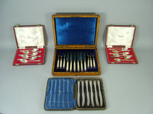 Appraisal: A set of six George V silver gilt fruit knives