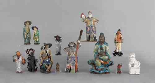 Appraisal: Collection of Chinese and Japanese pottery porcelain and wood figures