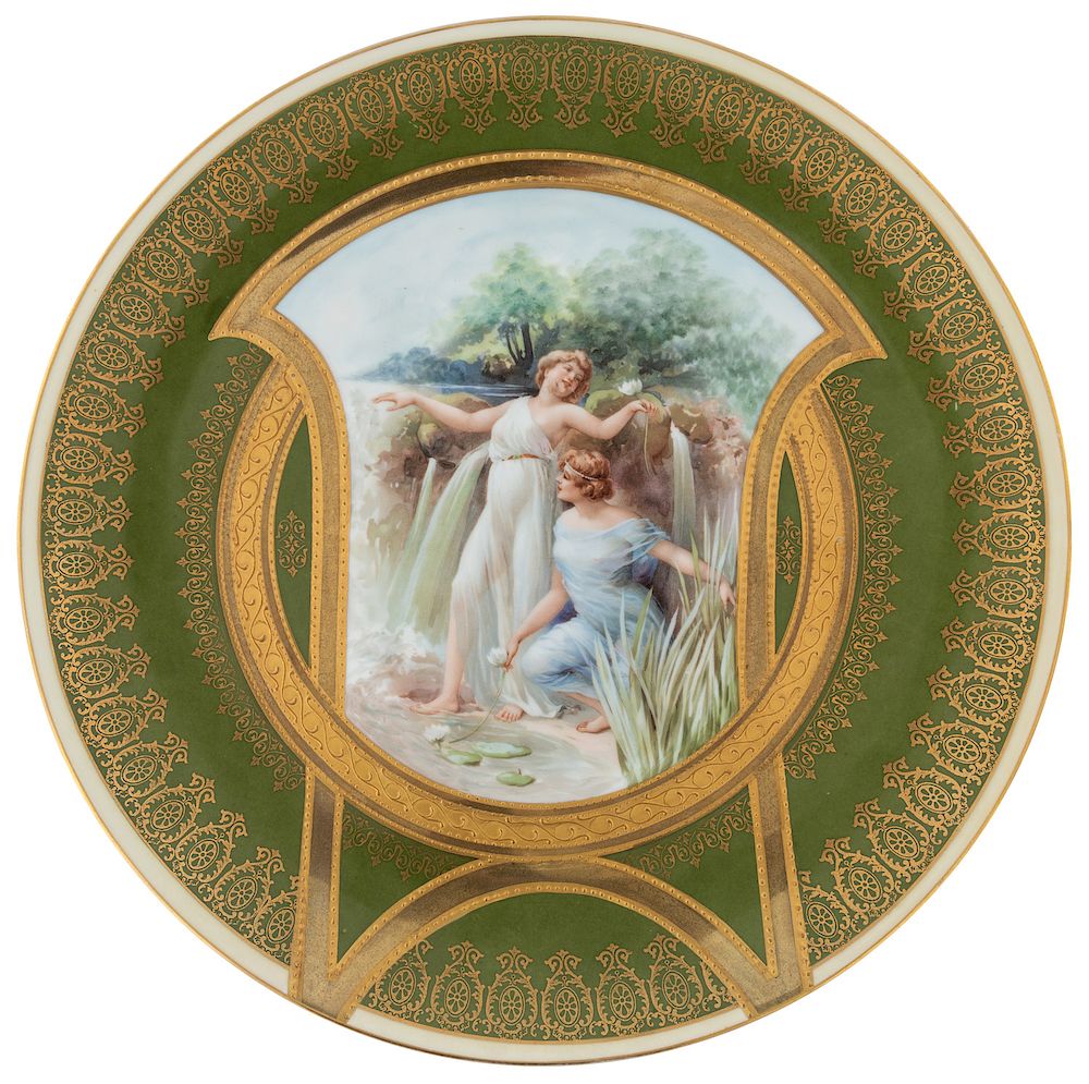 Appraisal: A RUSSIAN PORCELAIN PLATE WITH MAIDENS KUZNETSOV PORCELAIN FACTORY MOSCOW