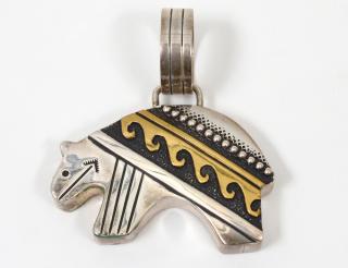 Appraisal: NATIVE AMERICAN HOPI STERLING SILVER BEAR PENDANT Signed Te Singer