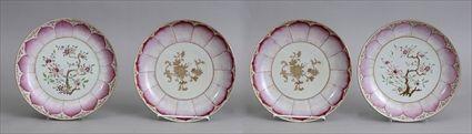 Appraisal: FOUR CHINESE EXPORT PORCELAIN FAMILLE ROSE-STYLE FOOTED DEEP DISHES Each