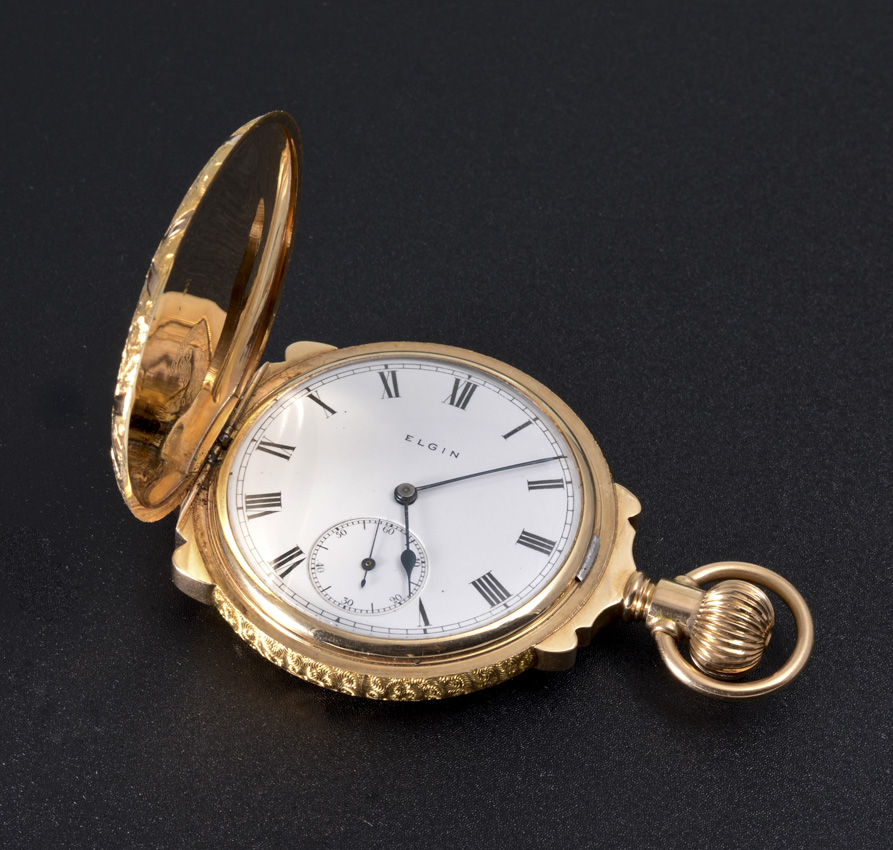 Appraisal: K MULTI COLOR GOLD ELGIN HUNTER CASE POCKET WATCH Circa