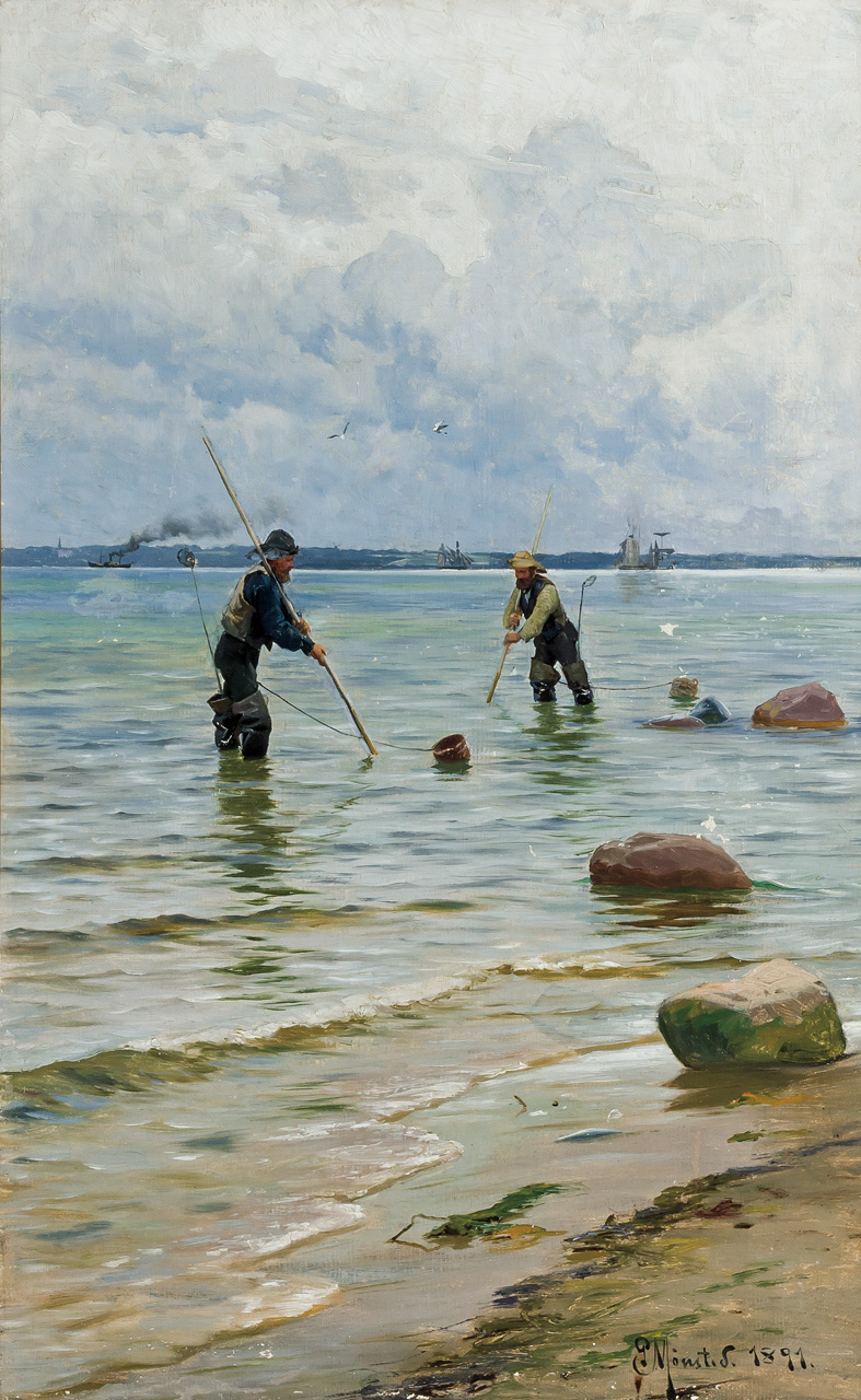 Appraisal: PEDER MORK MONSTED Danish - The Shell Fishermen oil on