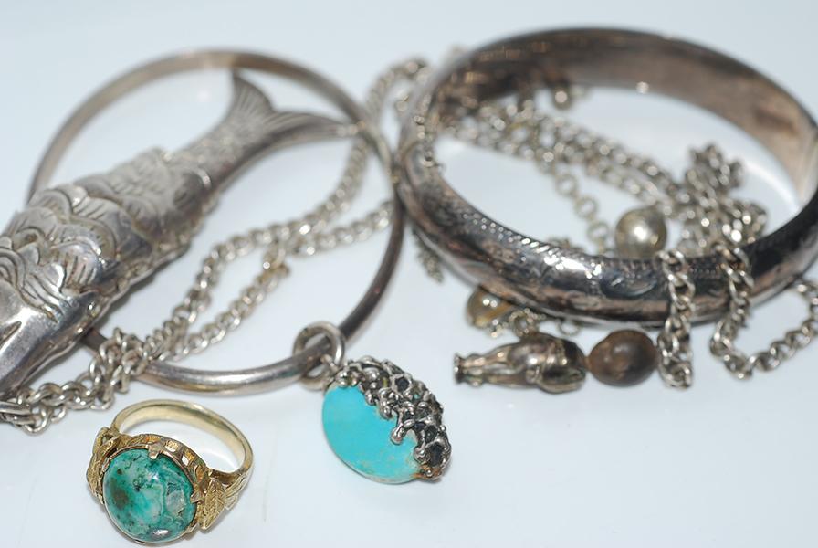 Appraisal: A COLLECTION OF SILVER JEWELLERY INCLUDING BANGLES AND NECKLACES A