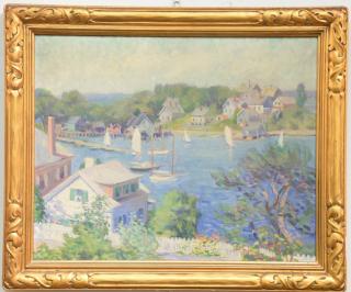 Appraisal: Jessie Goodwin Preston oil on board spring Connecticut shore signed