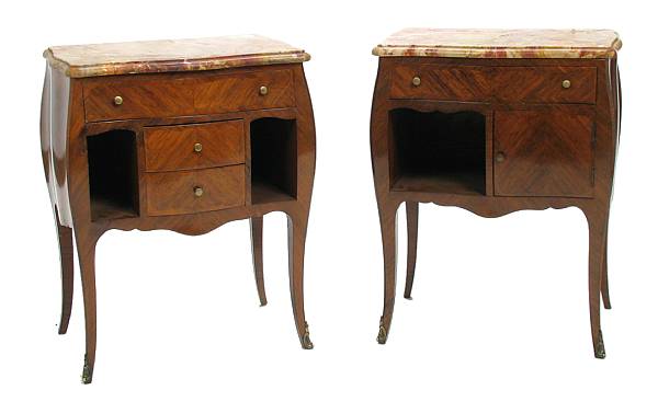 Appraisal: A pair of Louis XV style marble top side tables