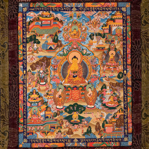 Appraisal: A Tibetan Thangka th Century painted to depict the life