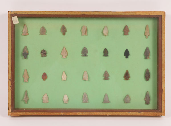 Appraisal: Two frames H with small arrowheads from a farm near