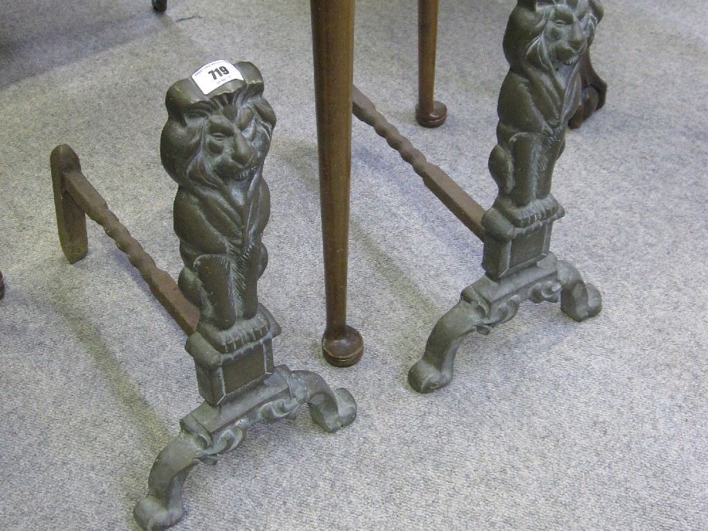 Appraisal: Pair of 'lion' andirons