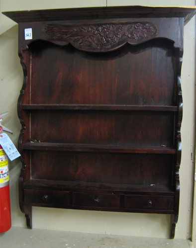 Appraisal: PAIR OF MAHOGANY WALL SHELVES each with carved and molded