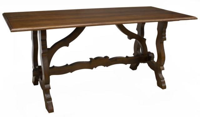 Appraisal: Spanish Baroque style walnut table th c rectangular top over