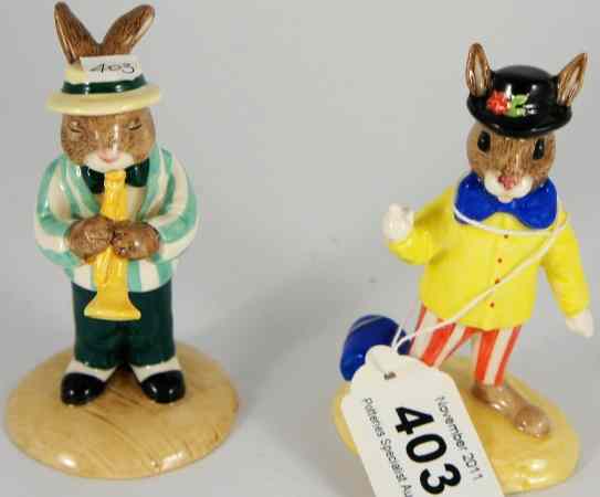 Appraisal: Royal Doulton Bunnykins Figures Trumpet Player DB and Joker DB