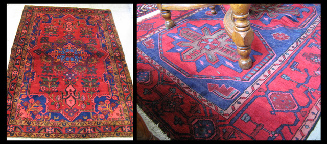 Appraisal: TWO PERSIAN HAMADAN TRIBAL AREA RUGS hand knotted sizes '