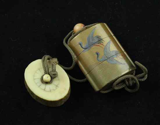 Appraisal: A Meiji period two-case miniature togidashi lacquer inro decorated with