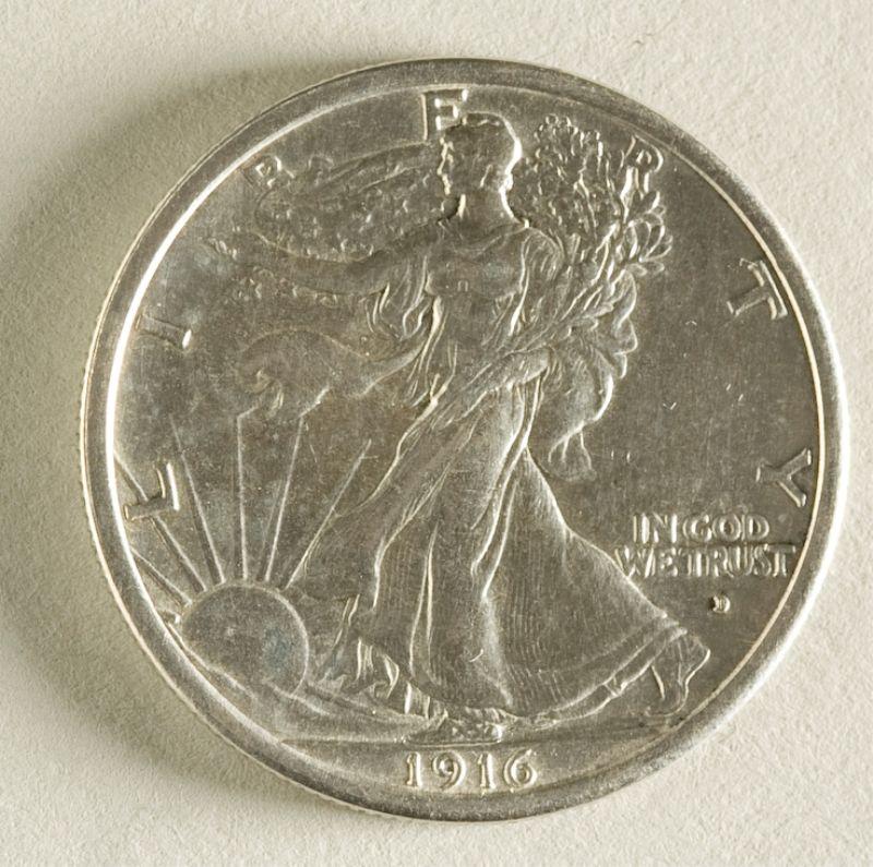 Appraisal: -D Walking Liberty Half Dollar XF slightly polished surfaces from