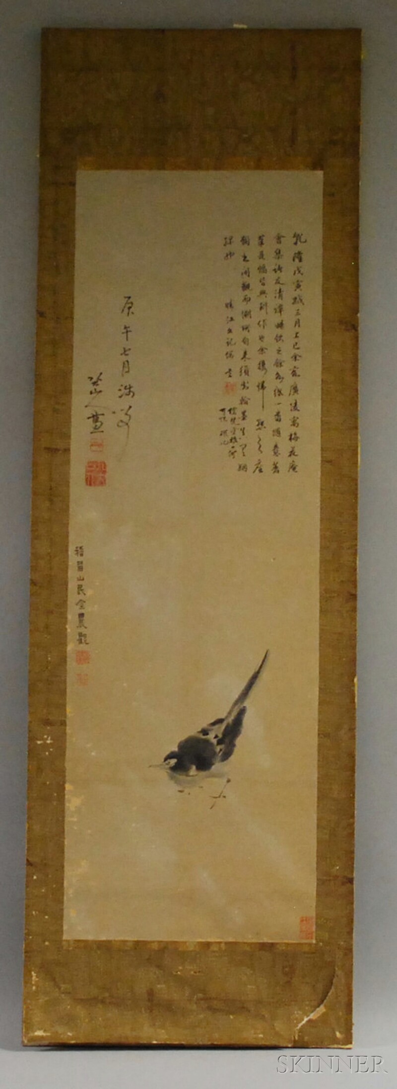 Appraisal: Chinese Ink and Watercolor on Paper Hanging Scroll Depicting an