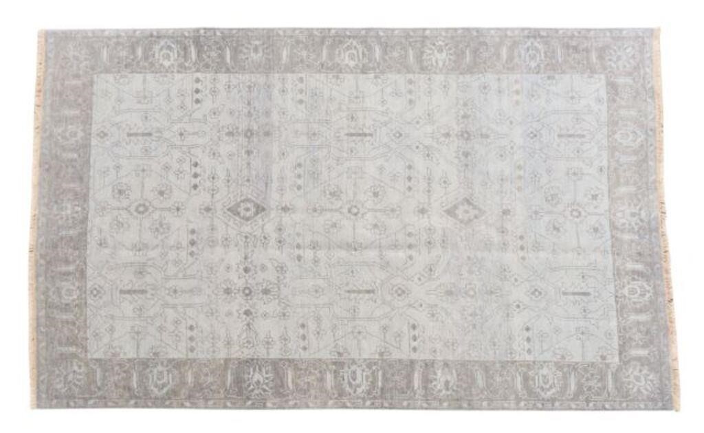 Appraisal: Hand-tied Indo-Oushak rug approx ' l ' w