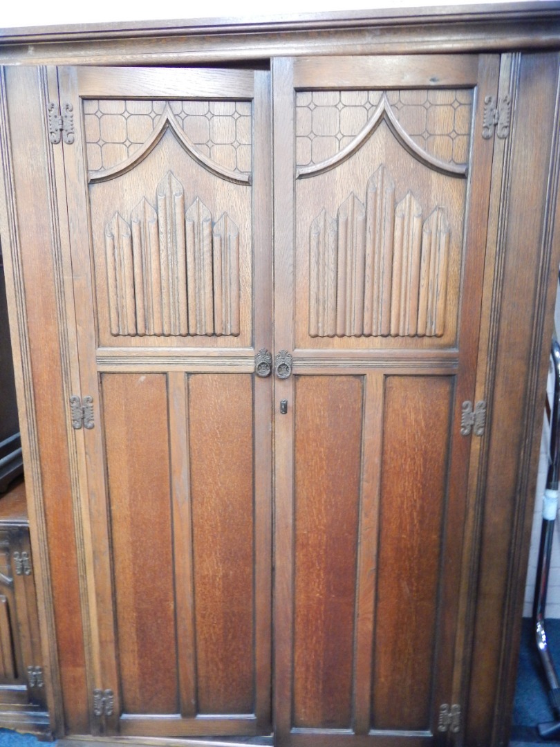 Appraisal: An Old Charm oak double wardrobe with a pair of