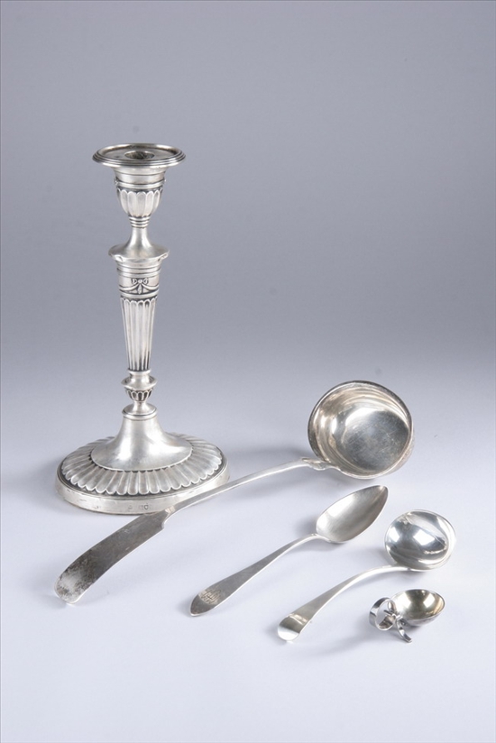 Appraisal: FIVE PIECES ENGLISH CONTINENTAL AND AMERICAN SILVER George IV ladle