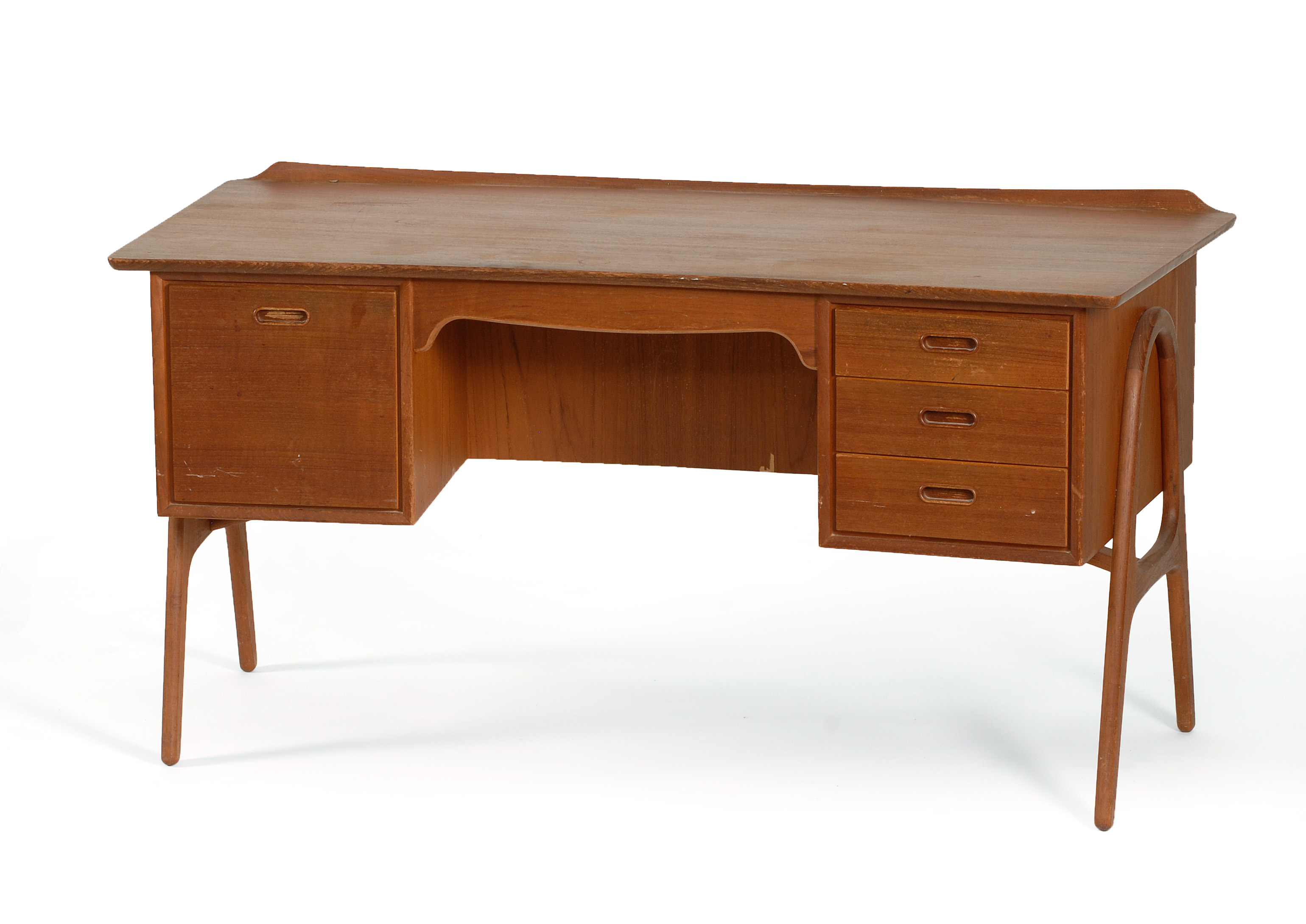 Appraisal: SVEND MADSEN MID-CENTURY MODERN TEAK DESK Denmark 'sThe curved top