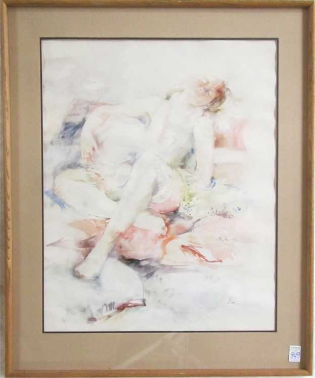 Appraisal: FRAMED ORIGINAL WATERCOLOR ON PAPER depicting a young woman in