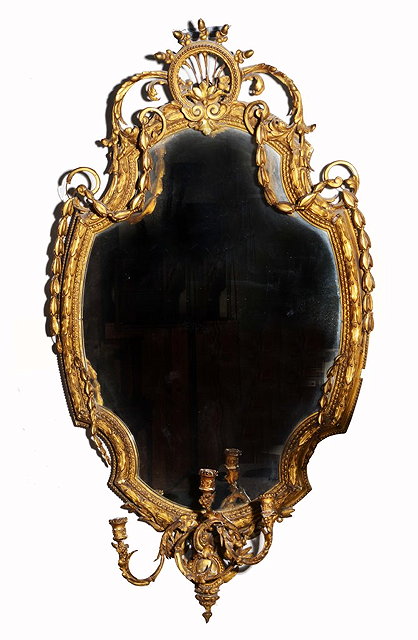 Appraisal: A VICTORIAN FRENCH STYLE GILT PLASTER GIRANDOLE WALL MIRROR with