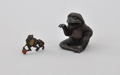 Appraisal: Two Bronze Miniatures including Kappa Seated bronze Kappa not signed