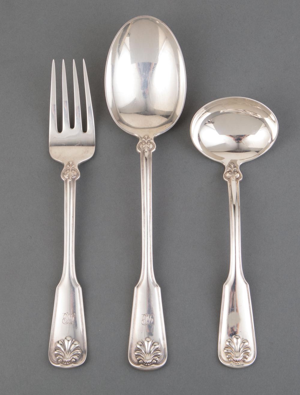 Appraisal: Group of Tiffany Shell and Thread Sterling Silver Serving Pieces