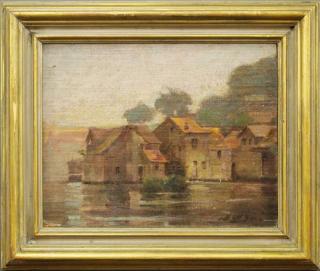 Appraisal: J W Gies fishing village Joseph W Gies American -